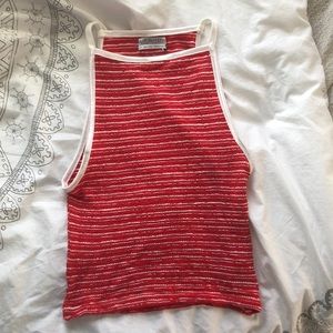 Urban Outfitters Red and White Striped Halter Tank